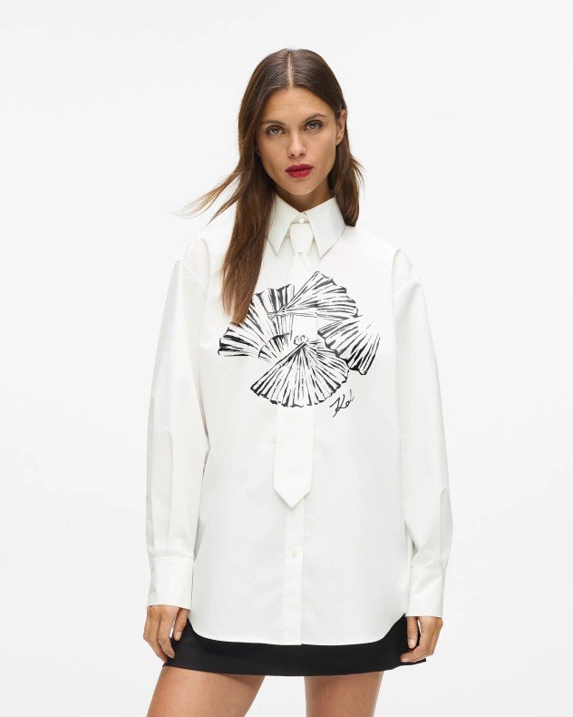 Karl Lagerfeld Poplin Tie Shirt White Long shirt - White
