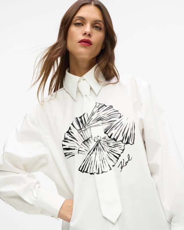 Karl Lagerfeld Poplin Tie Shirt White Long shirt - White