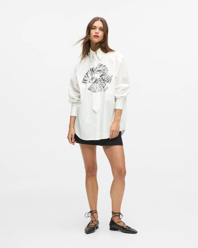 Karl Lagerfeld Poplin Tie Shirt White Long shirt - White