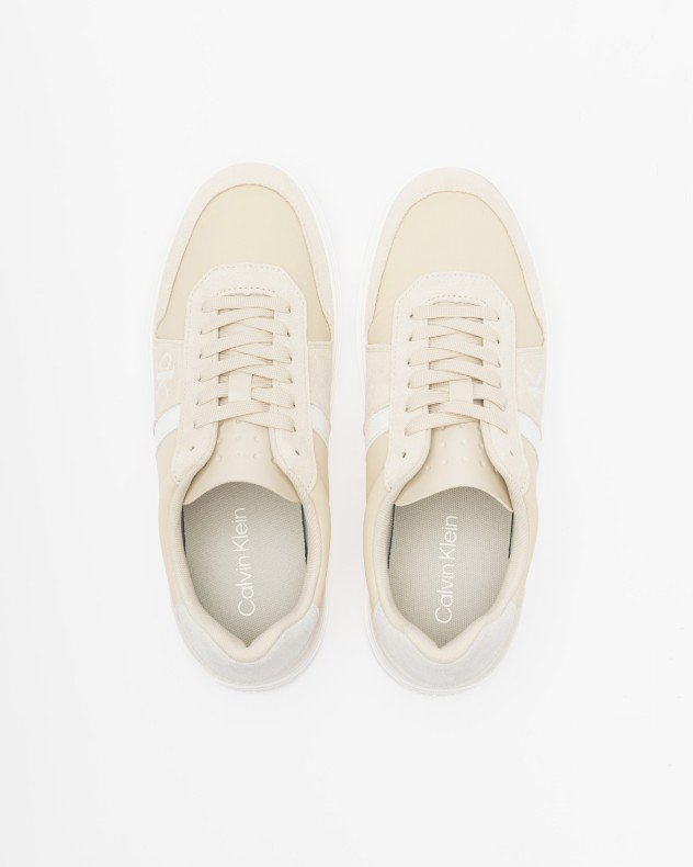 Calvin Klein Classic Cups Lace Mix Emb Tongue Beige Sneakers - Beige