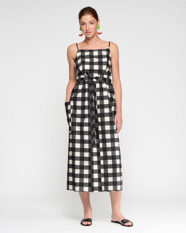 VilaGallo Gingham Black Long dress - Black