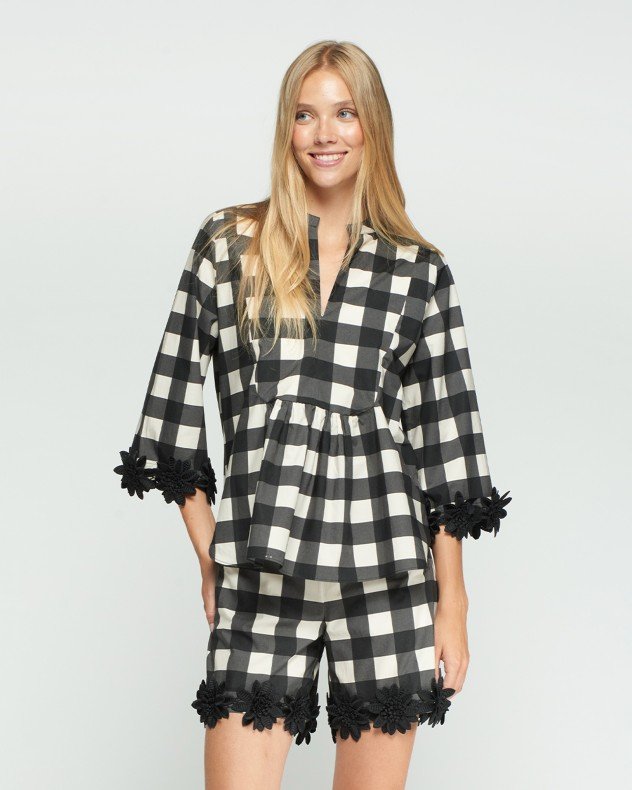 VilaGallo GINGHAM Black Camisa de manga 3/4 - Black
