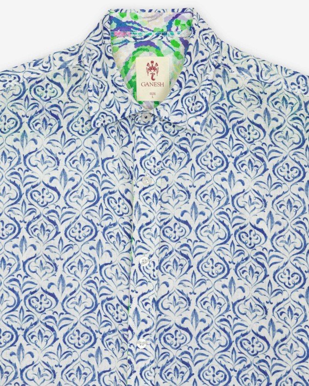 Ganesh 757700SD White Linen shirt - White