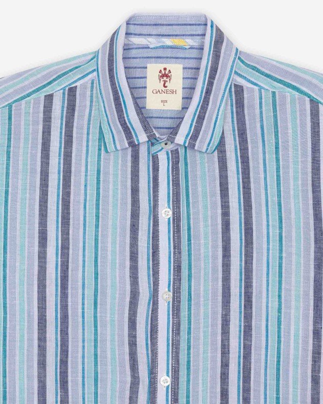 Ganesh 75700TC Blue Linen shirt - Blue