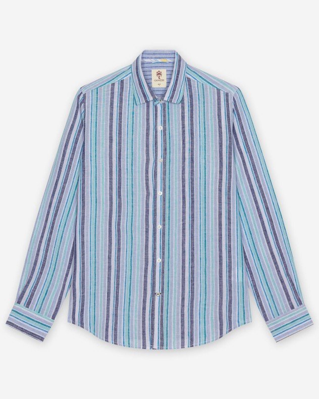 Ganesh 75700TC Blue Linen shirt - Blue