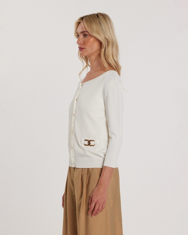 Relish Basing White Knitted coat - White